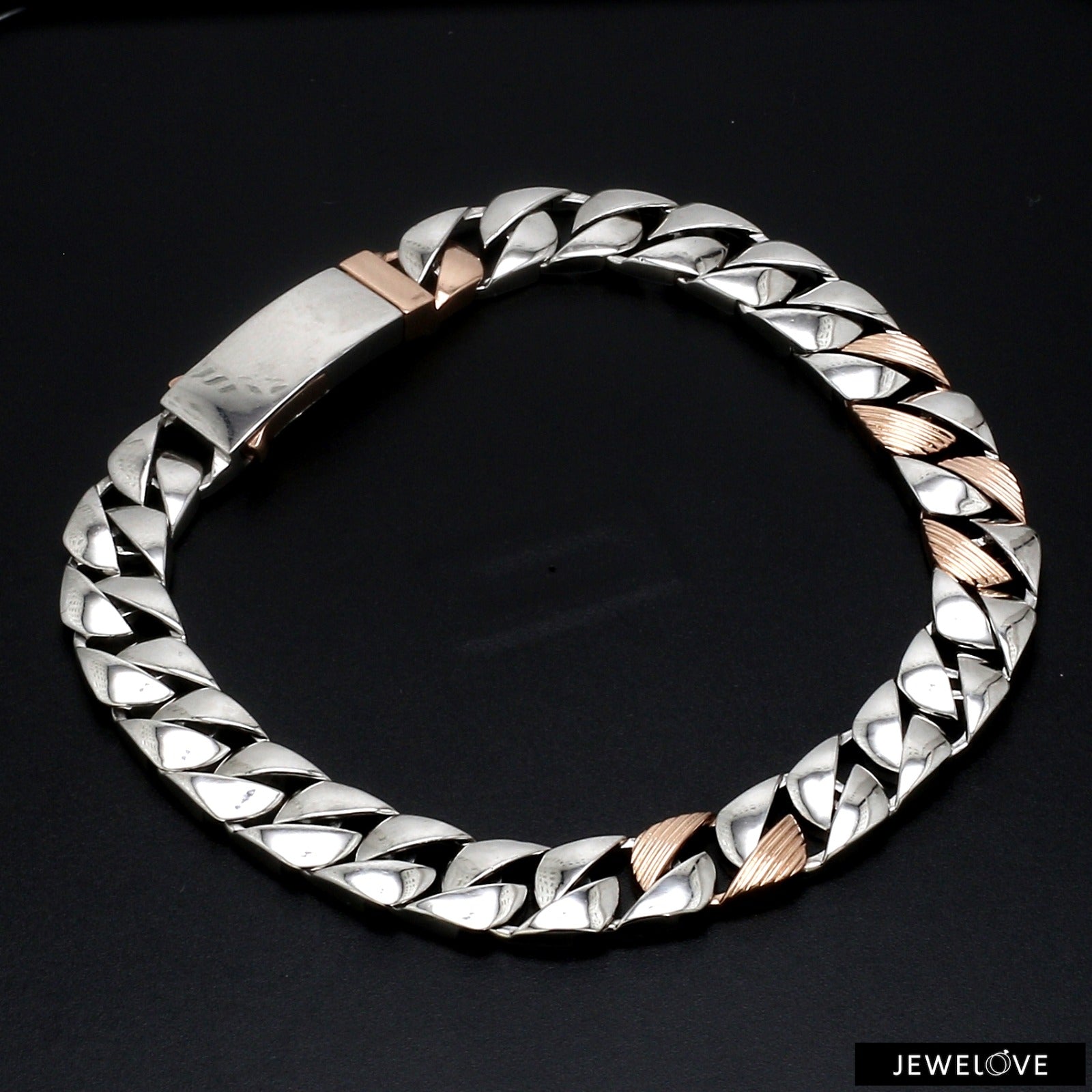 Designer Platinum & Rose Gold Bracelet for Men JL PTB 752