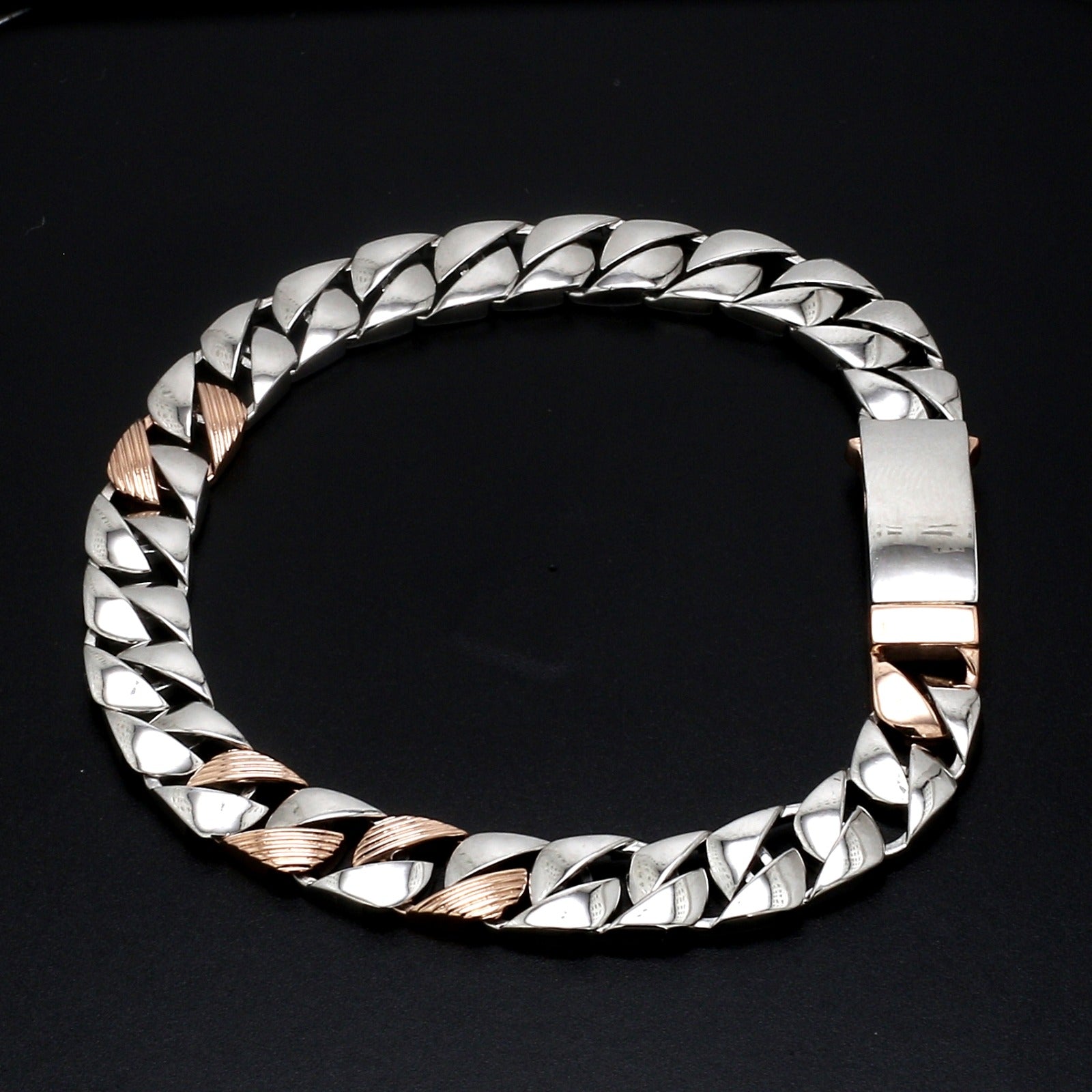 Designer Platinum & Rose Gold Bracelet for Men JL PTB 752