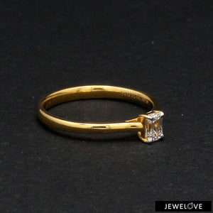 50-Pointer Emerald Cut Solitaire Diamond 18K Yellow Gold Ring JL AU 19005Y-A