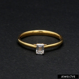 50-Pointer Emerald Cut Solitaire Diamond 18K Yellow Gold Ring JL AU 19005Y-A