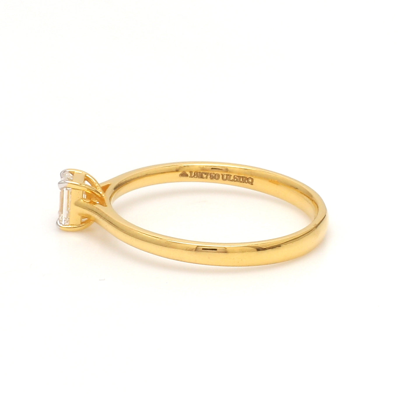 50-Pointer Emerald Cut Solitaire Diamond 18K Yellow Gold Ring JL AU 19005Y-A