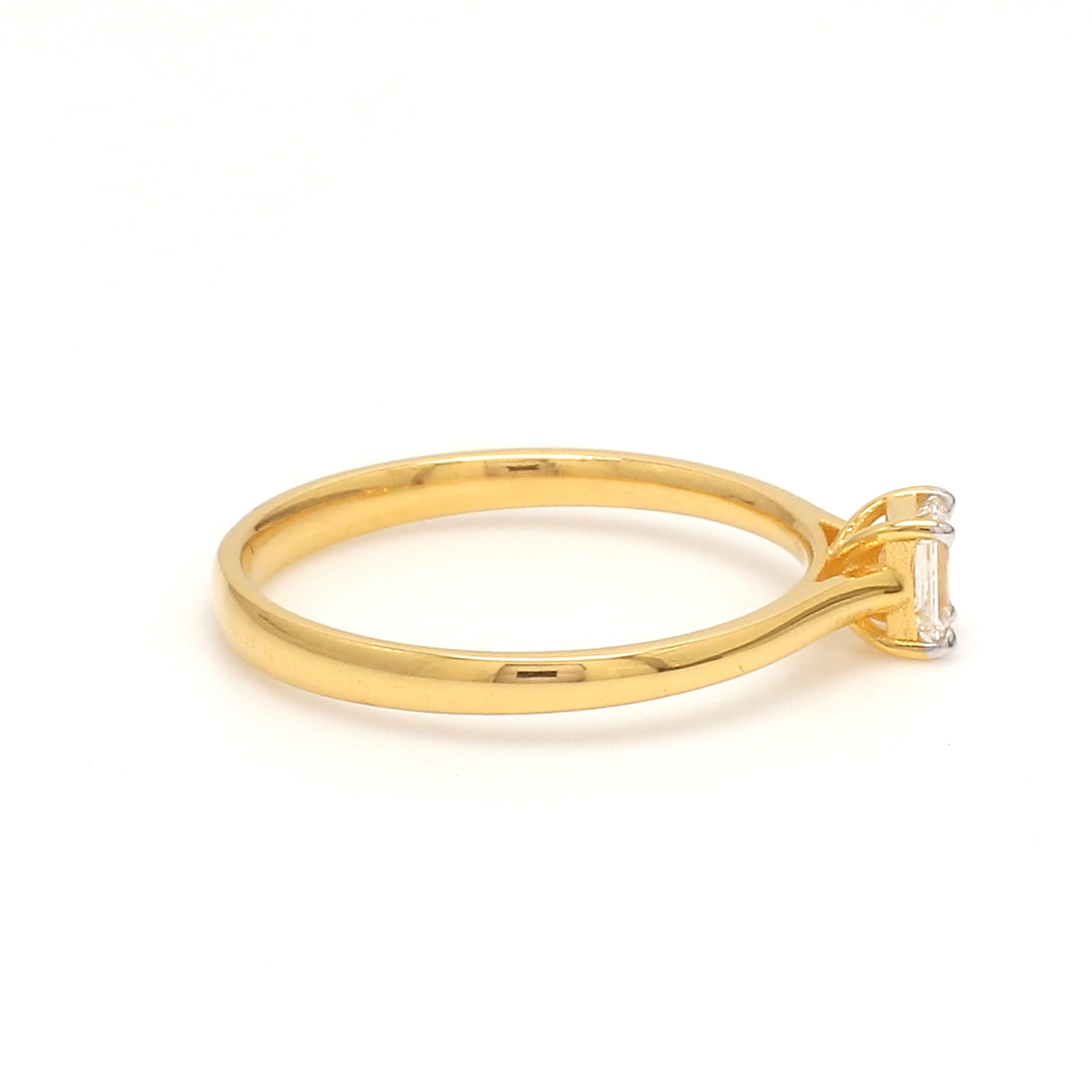 50-Pointer Emerald Cut Solitaire Diamond 18K Yellow Gold Ring JL AU 19005Y-A
