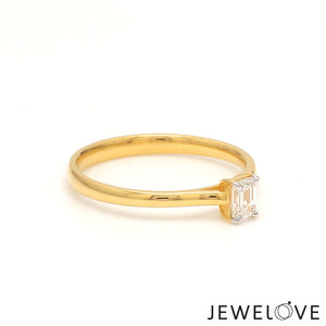 50-Pointer Emerald Cut Solitaire Diamond 18K Yellow Gold Ring JL AU 19005Y-A