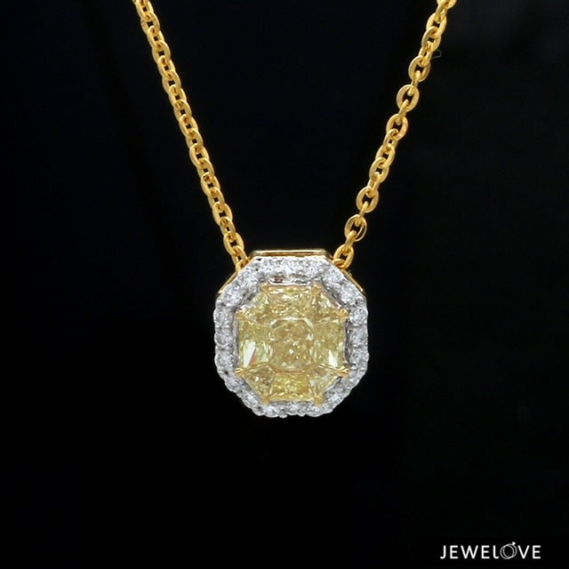 18K Yellow Gold  Pendant Chain with Fancy Color Diamond JL AU P 10   Jewelove