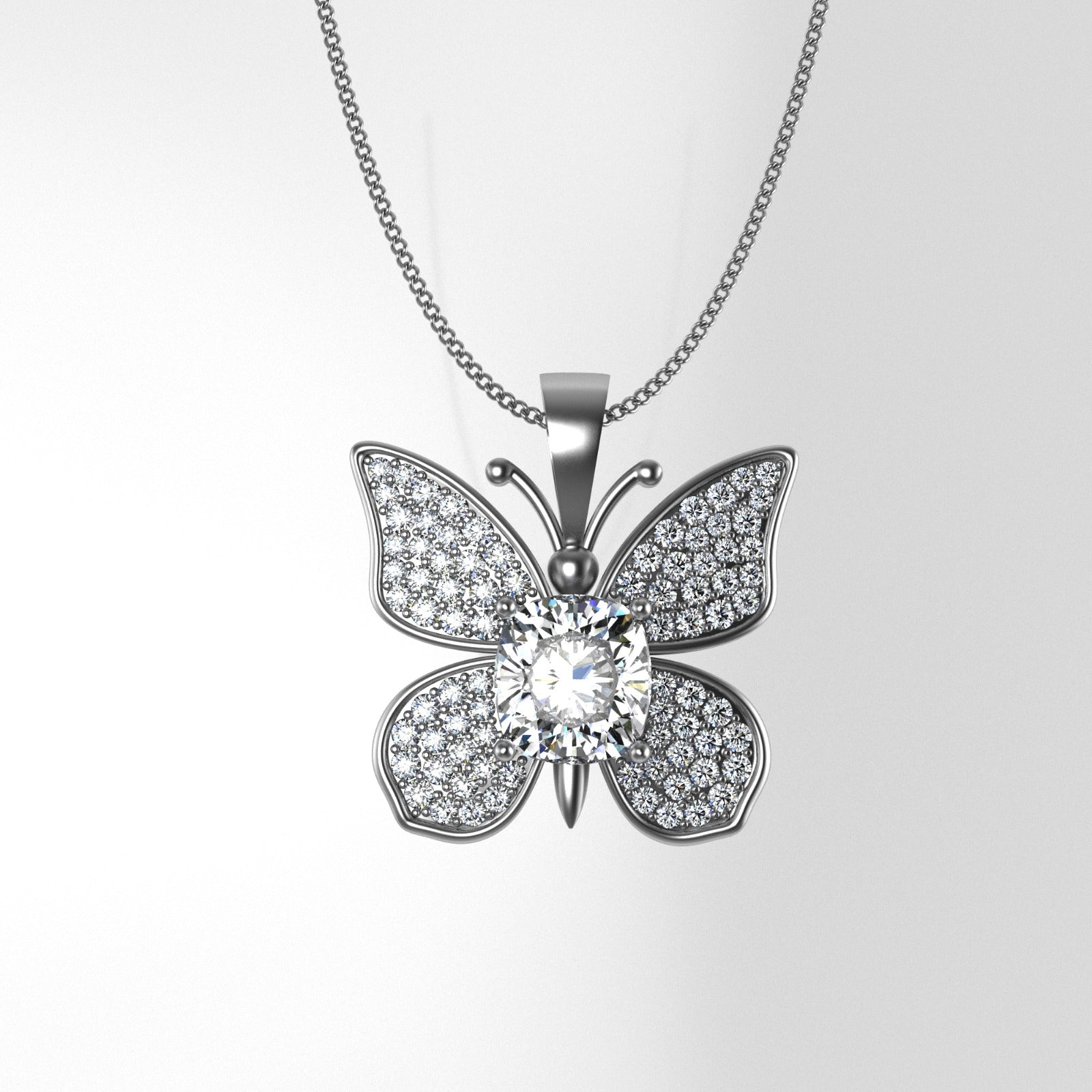Customised Butterfly Pendant Mounting in Platinum   Jewelove.US
