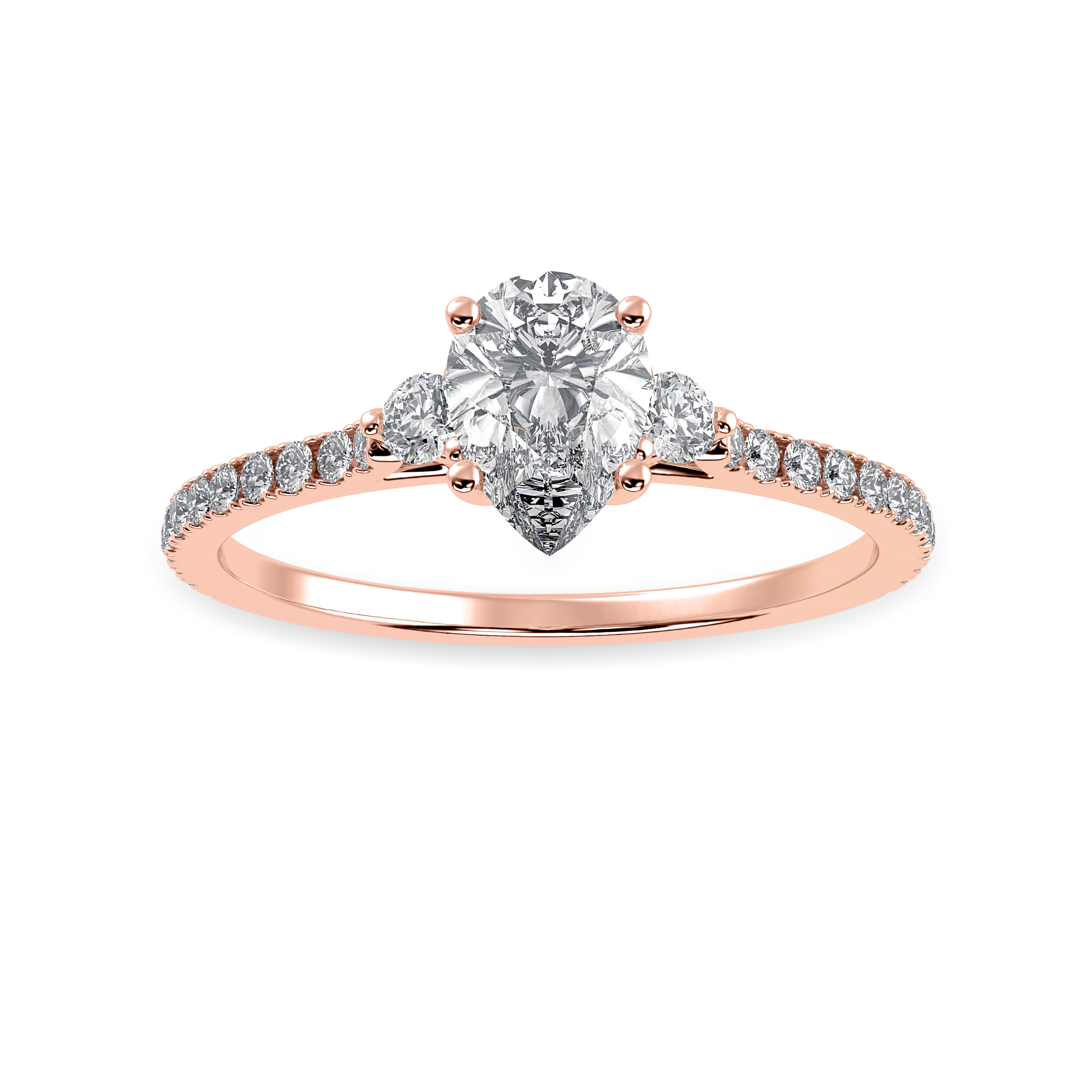 50-Pointer Pear Cut Solitaire Diamond Accents Shank 18K Rose Gold Ring JL AU 1245R-A   Jewelove.US