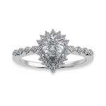 Load image into Gallery viewer, 50-Pointer Pear Cut Solitaire Halo Diamond Shank Platinum Ring JL PT 1253-A
