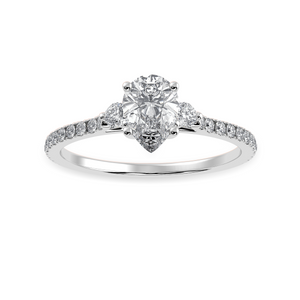 70-Pointer Pear Cut Solitaire Diamond Accents Shank Platinum Ring JL PT 1245-B   Jewelove.US