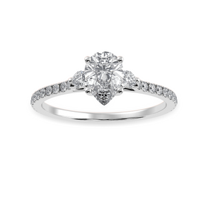 50-Pointer Pear Cut Solitaire Diamond Accents Shank Platinum Ring JL PT 1245-A   Jewelove.US