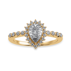 30-Pointer Pear Cut Solitaire Halo Diamond Shank 18K Yellow Gold Ring JL AU 1253Y   Jewelove.US