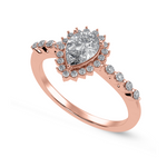 Load image into Gallery viewer, 70-Pointer Pear Cut Solitaire Halo Diamond 18K Rose Gold Ring JL AU 1253R-B   Jewelove.US
