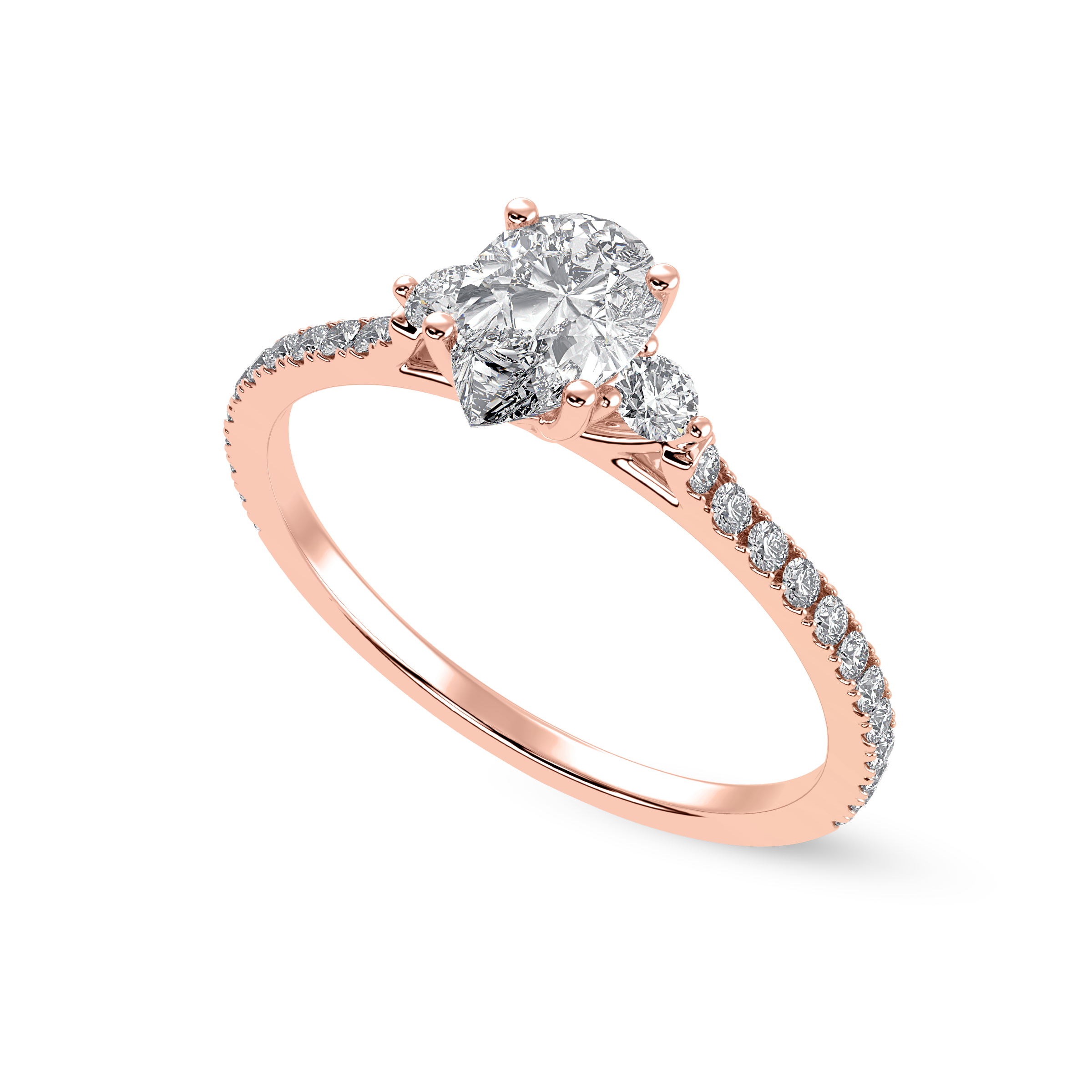 50-Pointer Pear Cut Solitaire Diamond Accents Shank 18K Rose Gold Ring JL AU 1245R-A   Jewelove.US