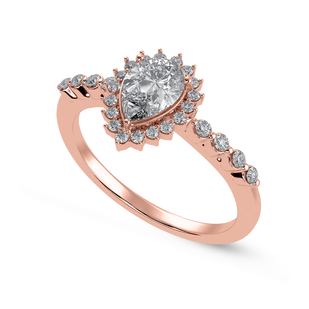 50-Pointer Pear Cut Solitaire Halo Diamond 18K Rose Gold Ring JL AU 1253R-A   Jewelove.US
