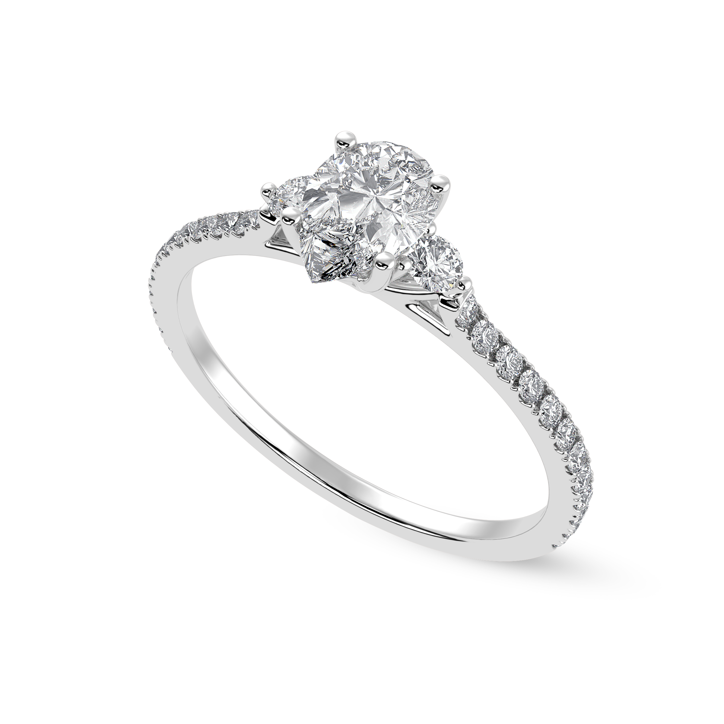 50-Pointer Pear Cut Solitaire Diamond Accents Shank Platinum Ring JL PT 1245-A   Jewelove.US