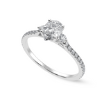 Load image into Gallery viewer, 70-Pointer Pear Cut Solitaire Diamond Accents Shank Platinum Ring JL PT 1245-B   Jewelove.US
