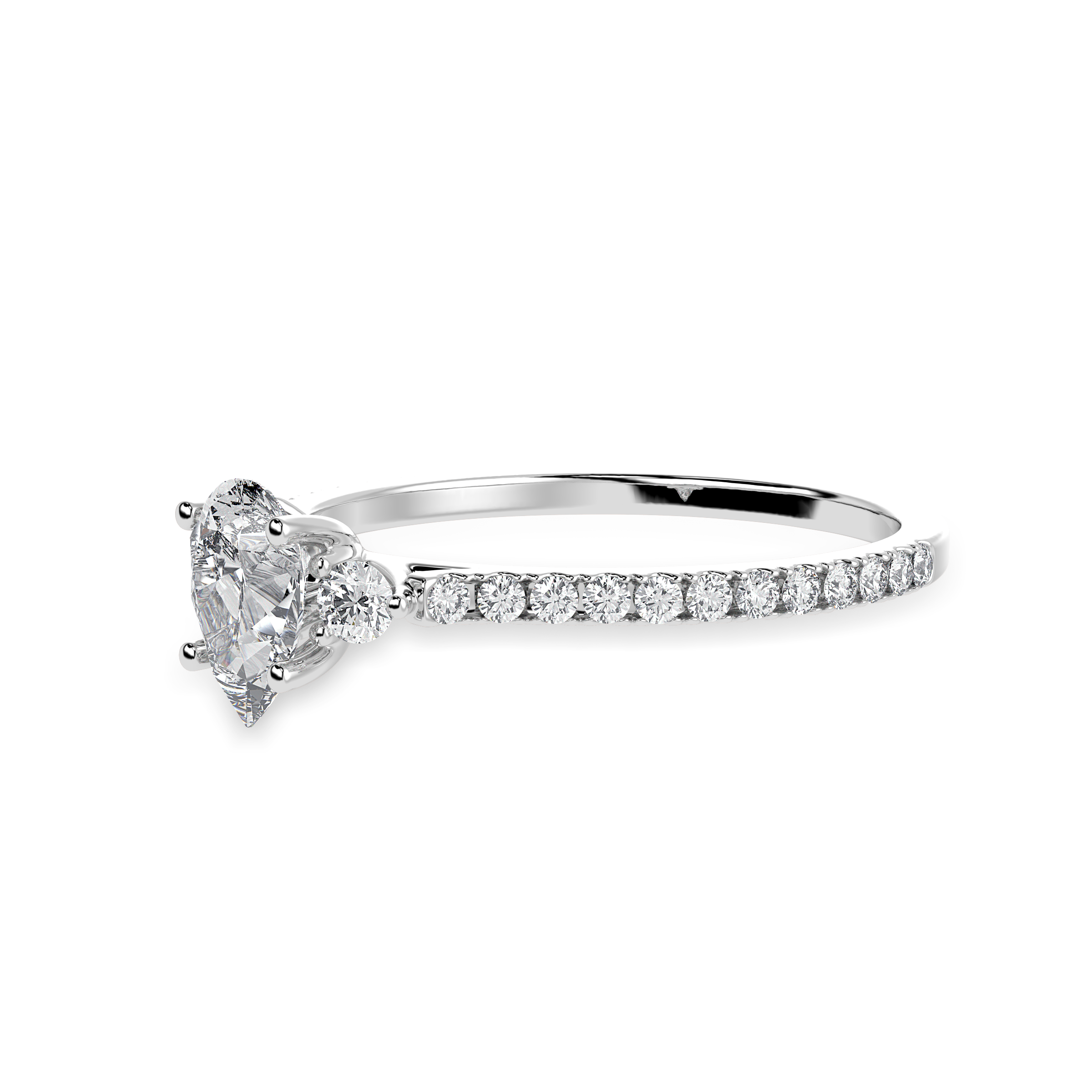 50-Pointer Pear Cut Solitaire Diamond Accents Shank Platinum Ring JL PT 1245-A   Jewelove.US
