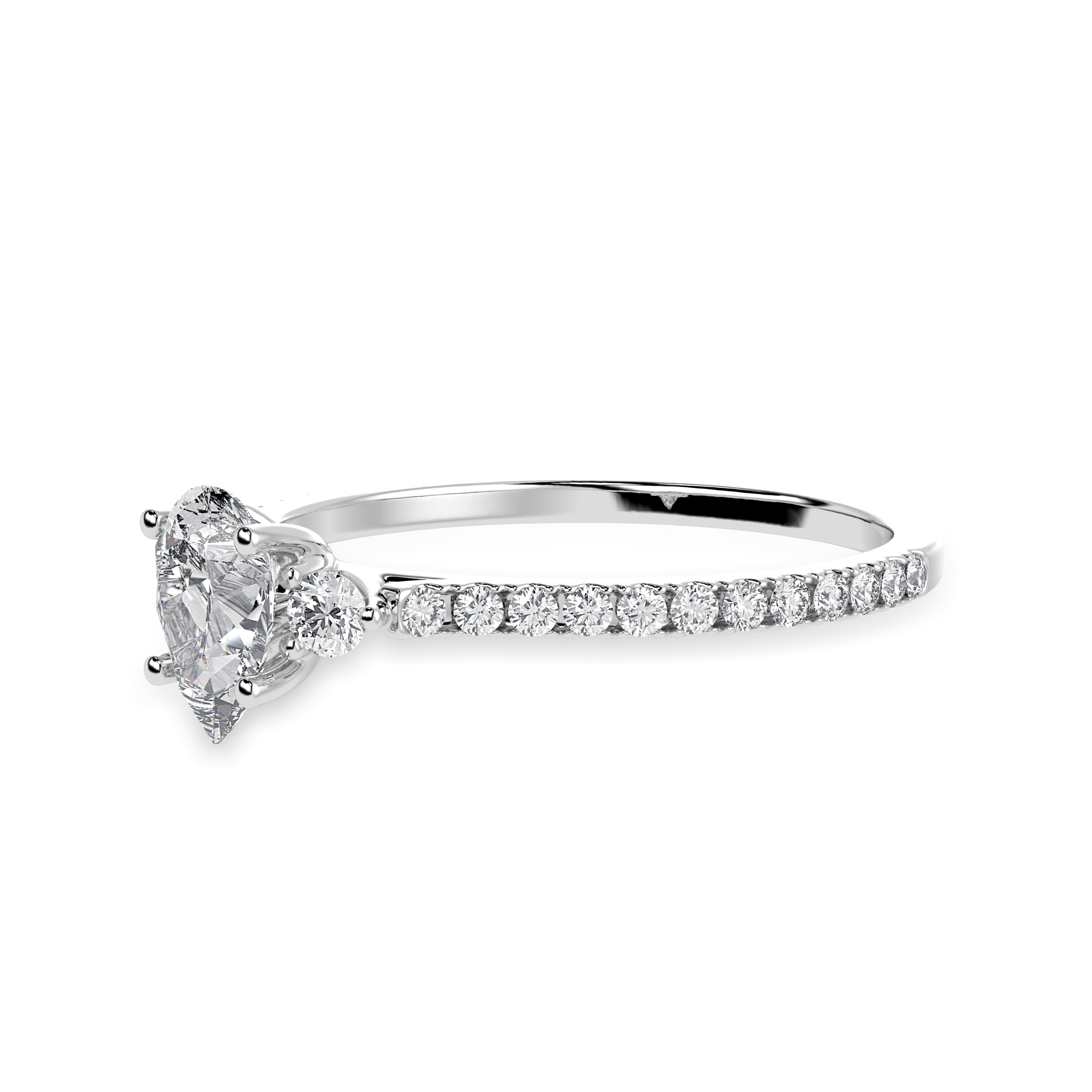 70-Pointer Pear Cut Solitaire Diamond Accents Shank Platinum Ring JL PT 1245-B