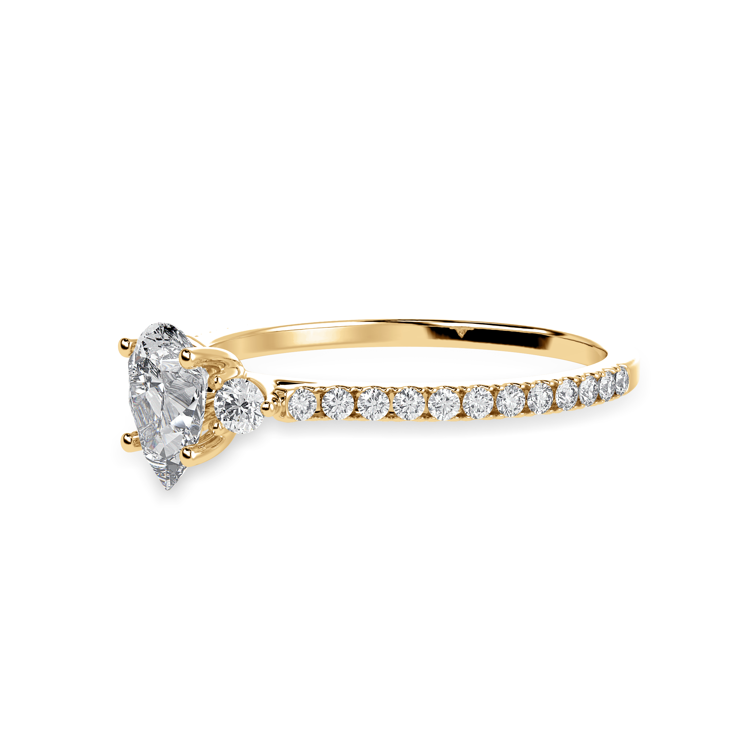 70-Pointer Pear Cut Solitaire Diamond Accents Shank 18K Yellow Gold Ring JL AU 1245Y-B   Jewelove.US