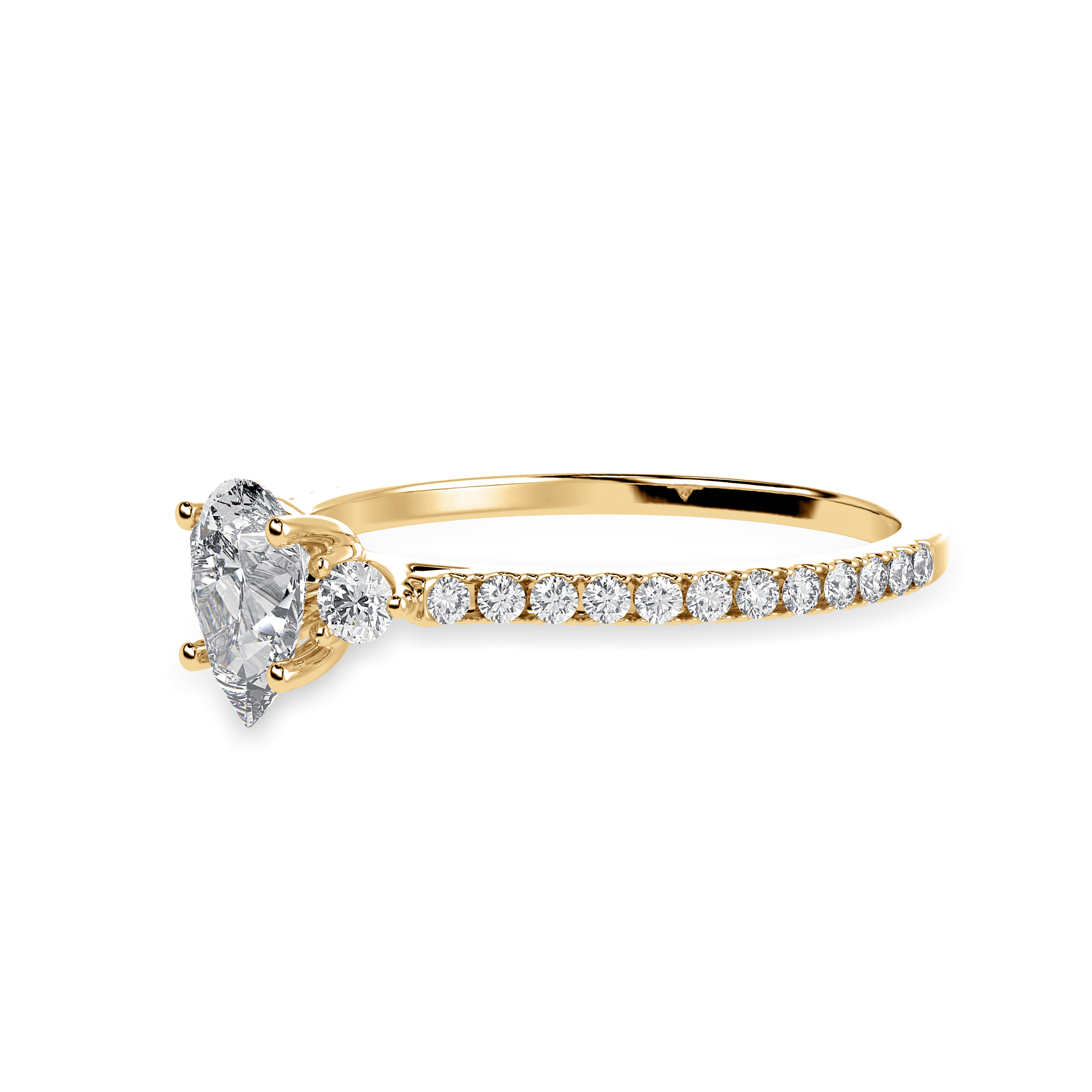 50-Pointer Pear Cut Solitaire Diamond Accents Shank 18K Yellow Gold Ring JL AU 1245Y-A   Jewelove.US