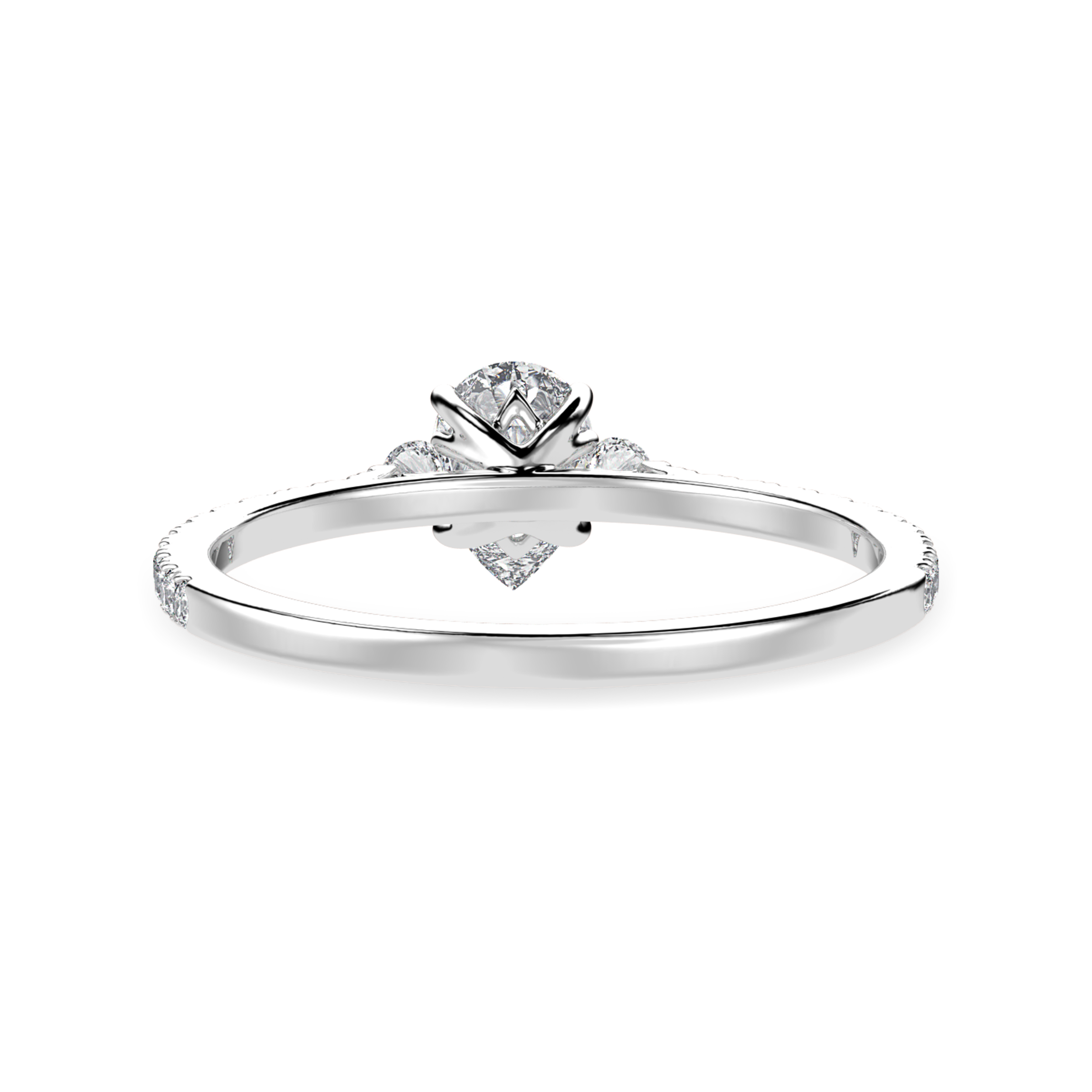 50-Pointer Pear Cut Solitaire Diamond Accents Shank Platinum Ring JL PT 1245-A