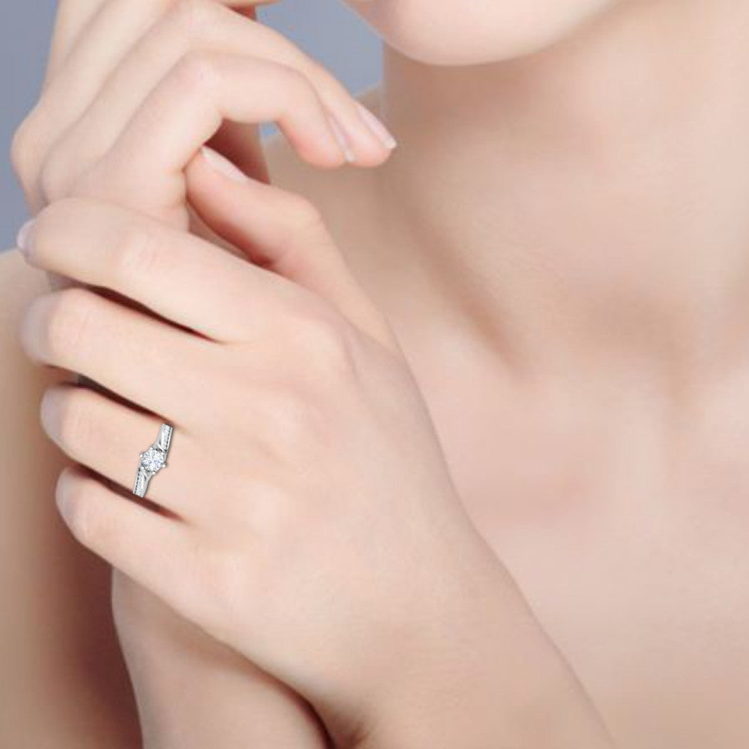 70-Pointer Lab Grown Solitaire Platinum Diamond Shank Engagement Ring JL PT LG G WB6004E-A