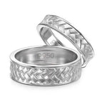 Load image into Gallery viewer, Plain Platinum Love Bands with Weaving Texture JL PT 417   Jewelove
