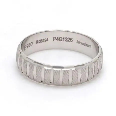 Plain Platinum Ring with Textured Blocks for Men JL PT 619   Jewelove.US