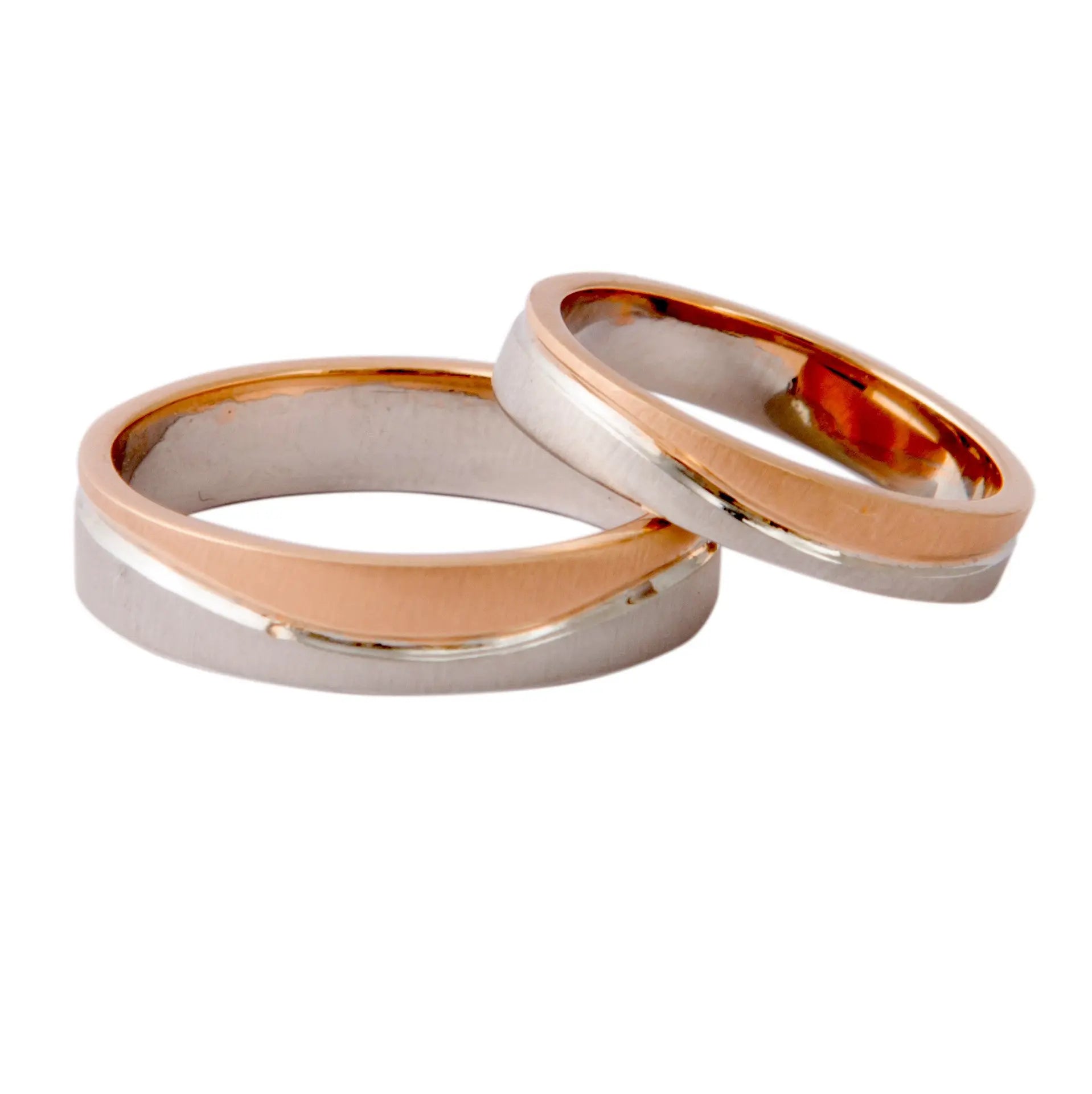 Plain Platinum & Rose Gold Couple Rings with a Wave JL PT 403   Jewelove