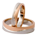 Load image into Gallery viewer, Plain Platinum &amp; Rose Gold Couple Rings with a Wave JL PT 403   Jewelove
