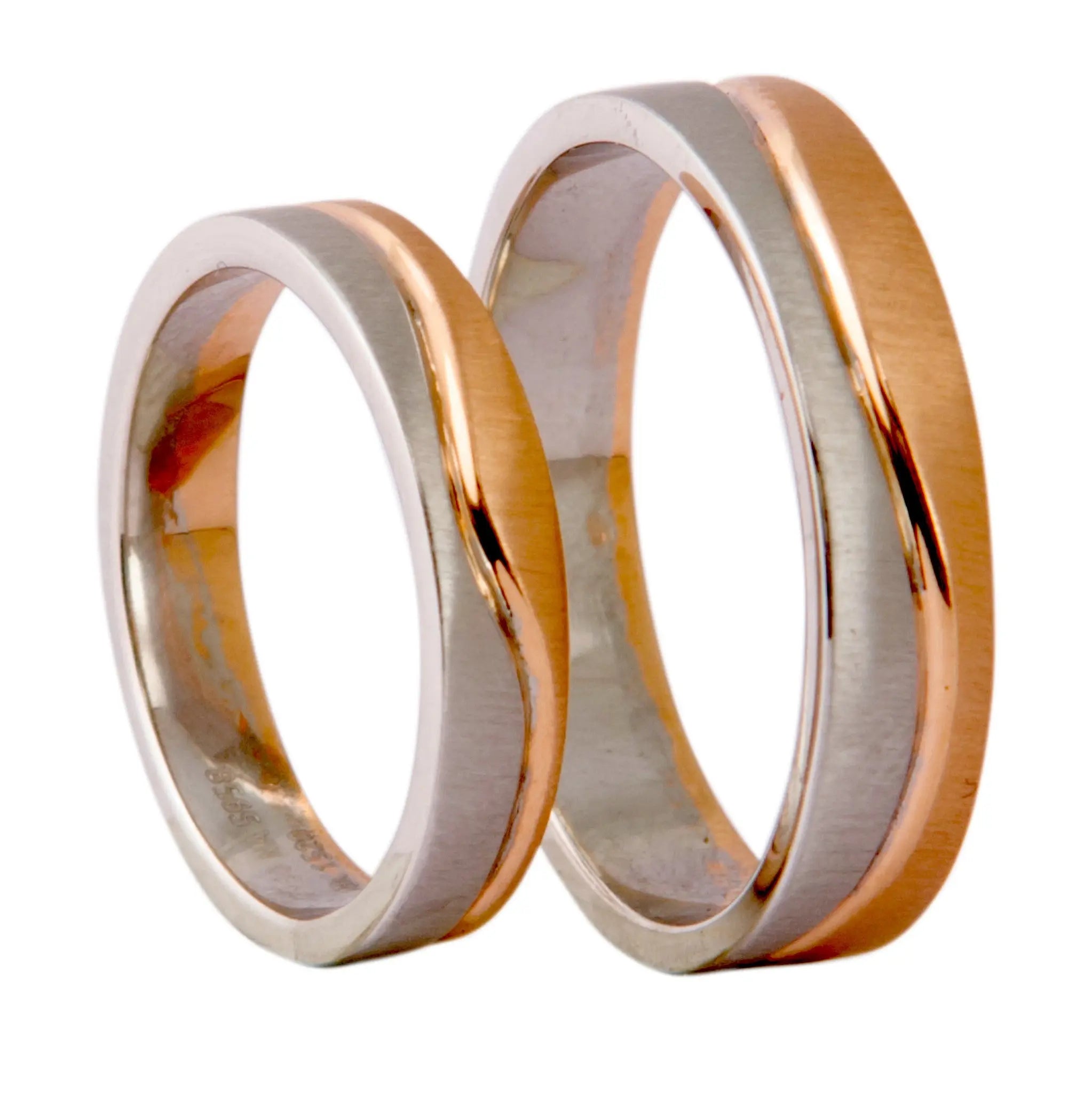 Plain Platinum & Rose Gold Couple Rings with a Wave JL PT 403   Jewelove