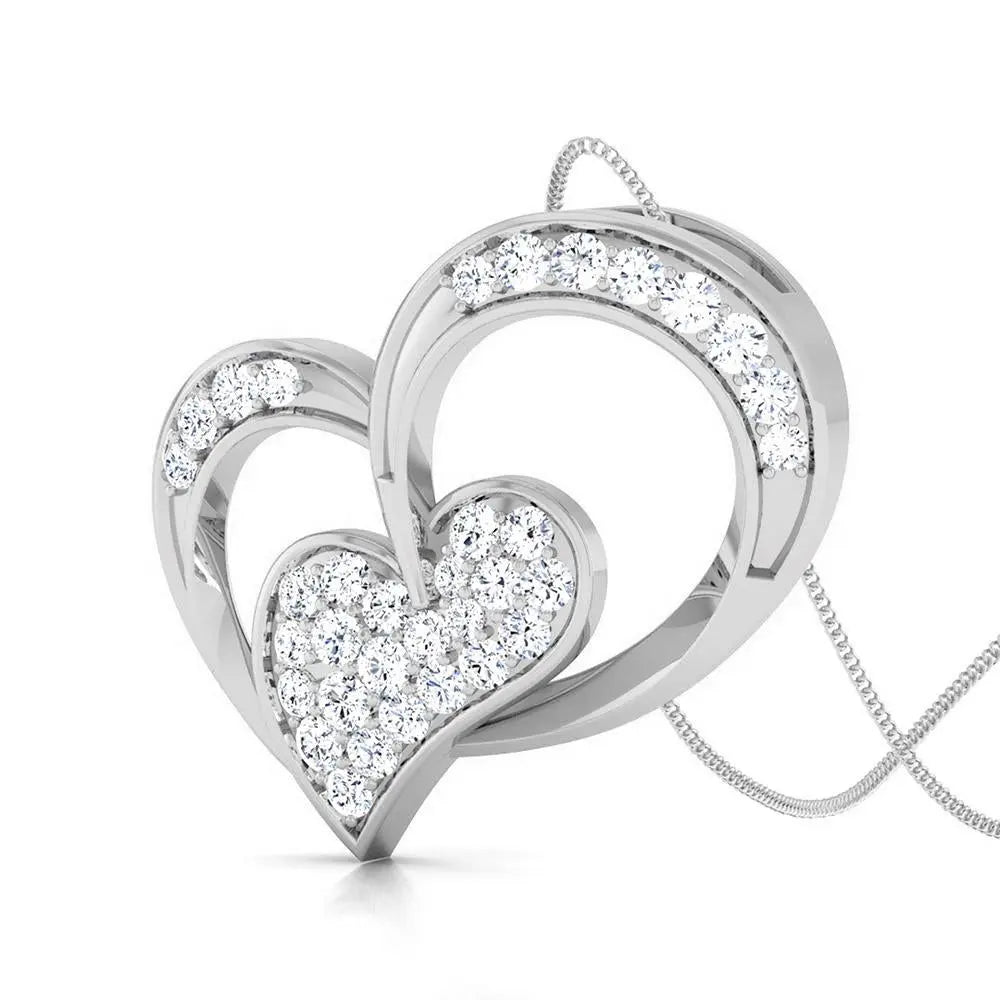 Platinum 2 Heart Pendant with Diamonds JL PT P 8089   Jewelove.US