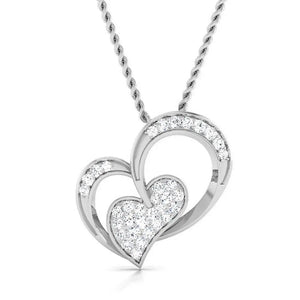 Platinum 2 Heart Pendant with Diamonds JL PT P 8089   Jewelove.US