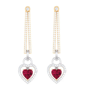 Platinum Chandeliers with Rose Gold, Diamonds & Red Heart JL PT E 8087   Jewelove.US
