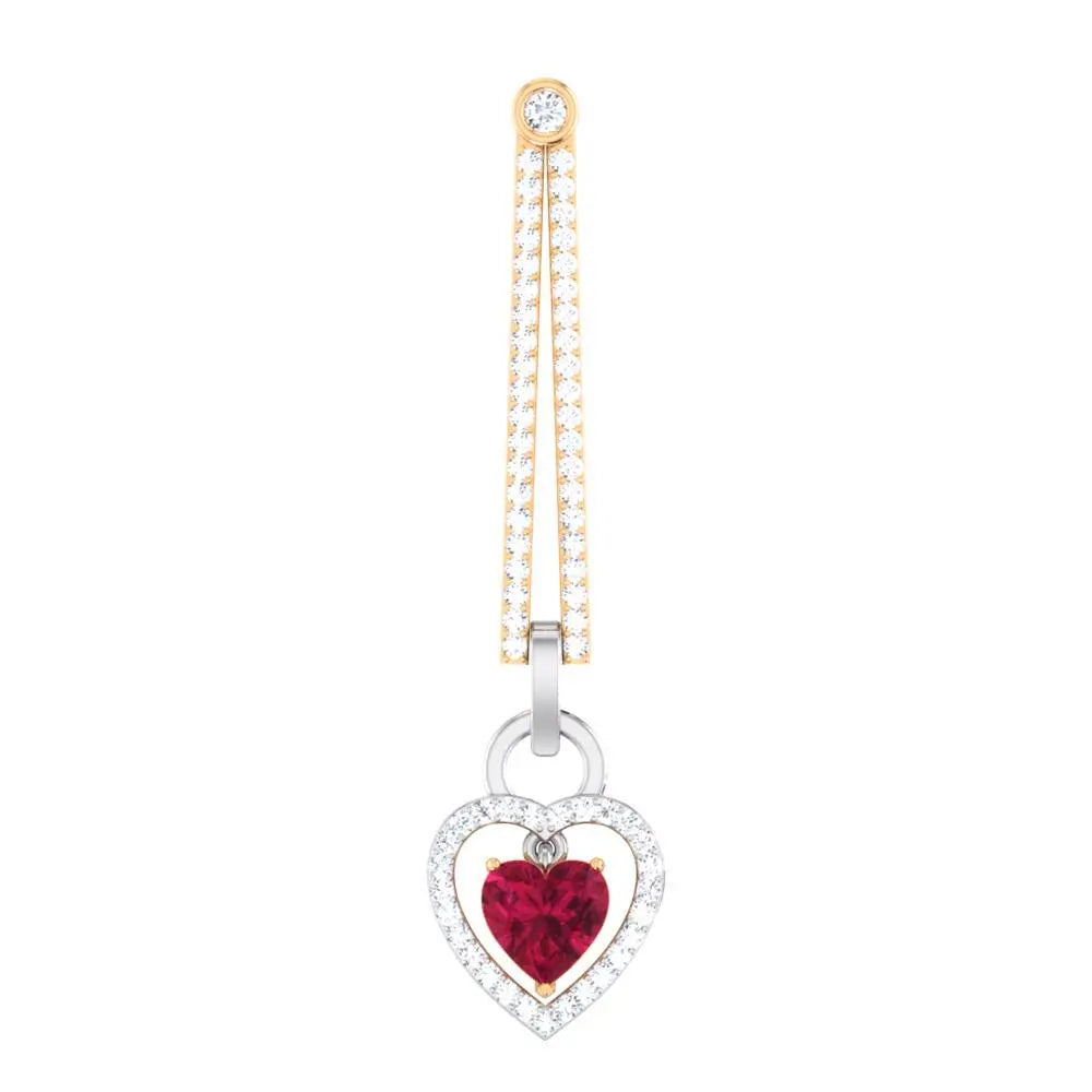 Platinum Chandeliers with Rose Gold, Diamonds & Red Heart JL PT E 8087   Jewelove.US