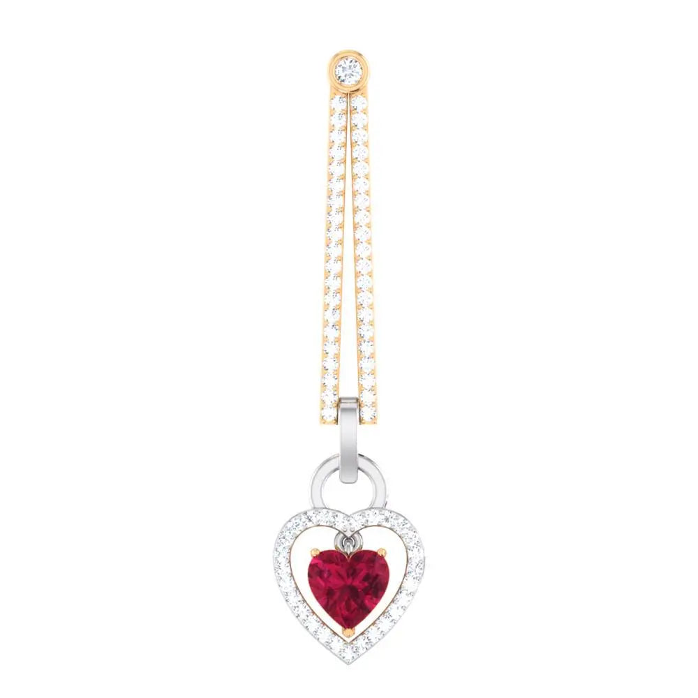 Platinum Chandeliers with Rose Gold, Diamonds & Red Heart JL PT E 8087   Jewelove.US