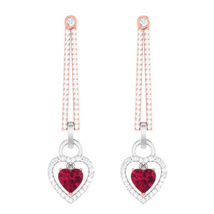 Platinum Chandeliers with Rose Gold, Diamonds & Red Heart JL PT E 8087  Rose-Gold Jewelove.US