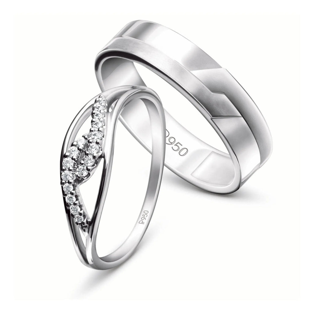 Platinum Couple Rings - Bonded Forever JL PT 455  Both-VVS-GH Jewelove