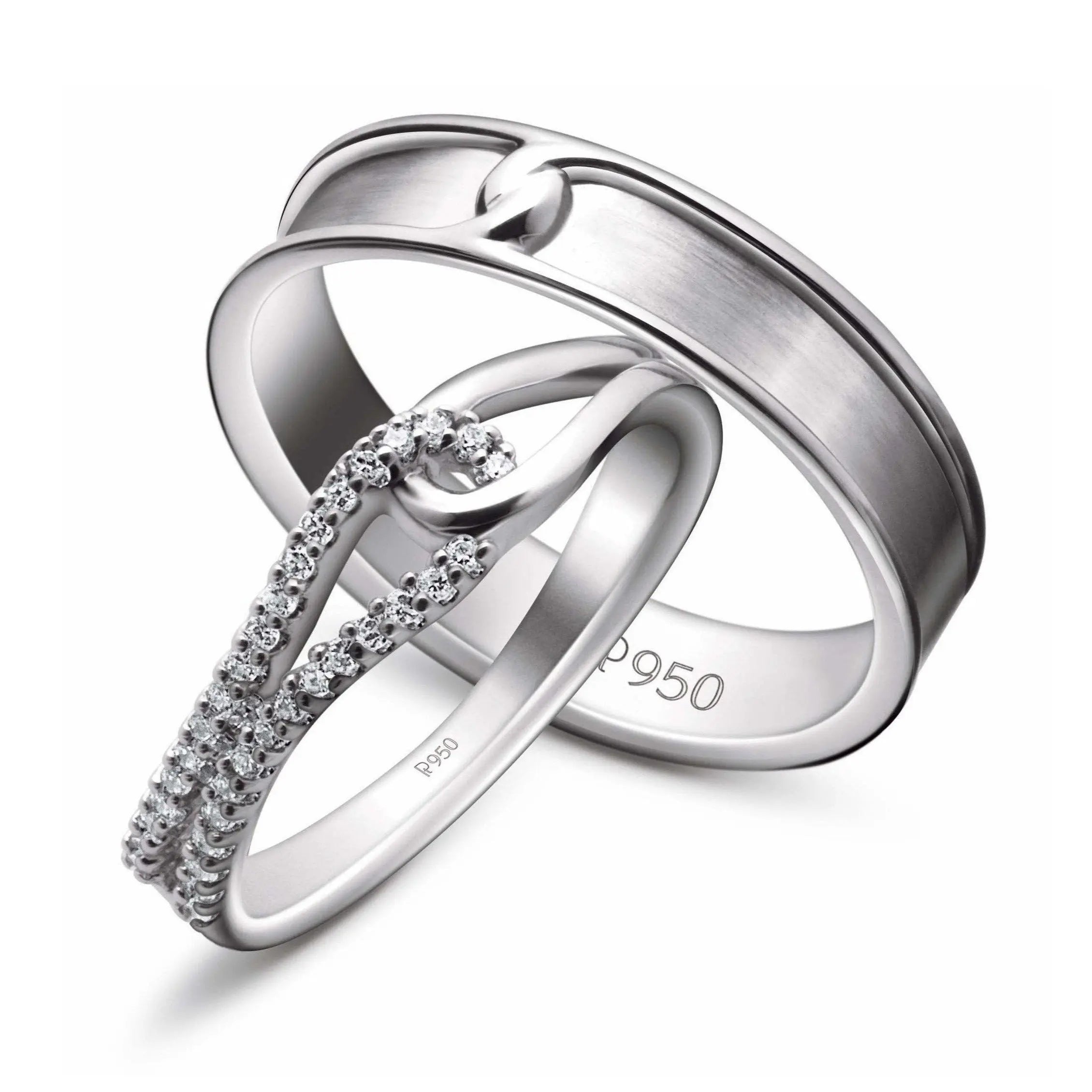 Platinum Couple Rings with Curves JL PT 451  Both-VVS-GH Jewelove