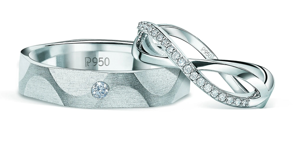 Platinum Couple Rings with Diamonds JL PT 929  Both Jewelove.US