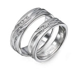 Load image into Gallery viewer, Platinum Couple Rings with Diamonds set in Curvilinear Grooves JL PT 428   Jewelove
