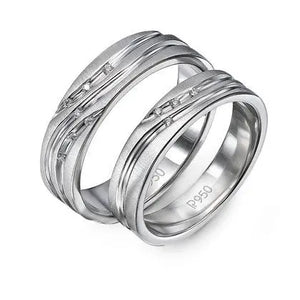 Platinum Couple Rings with Diamonds set in Curvilinear Grooves JL PT 428   Jewelove