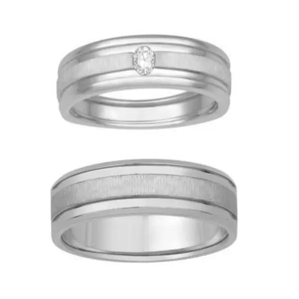 Platinum Couple Rings with Matte Finish & Single Diamond JL PT 629   Jewelove.US