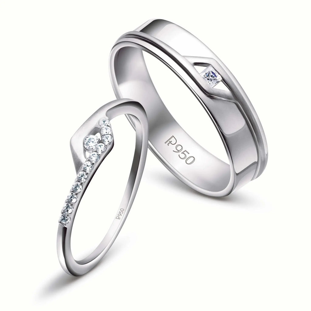 Platinum Couple Rings with Princess Cut Diamond JL PT 454  Women-s-Ring-only-VVS-GH Jewelove