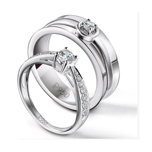 Platinum Couple Rings with Solitaires JL PT 624  Both Jewelove.US