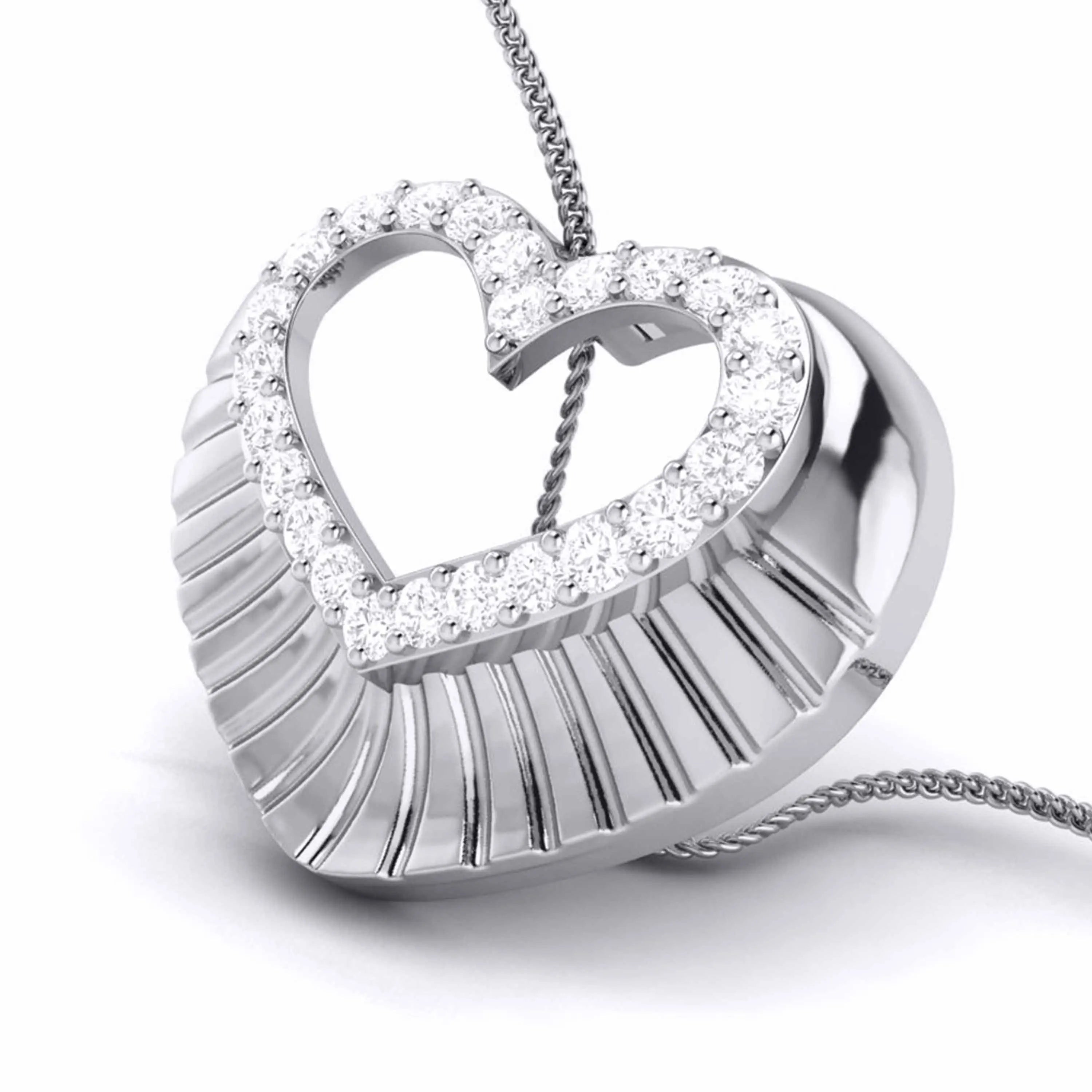 Platinum Diamond Heart Pendant Set JL PT P BT 37-E   Jewelove.US