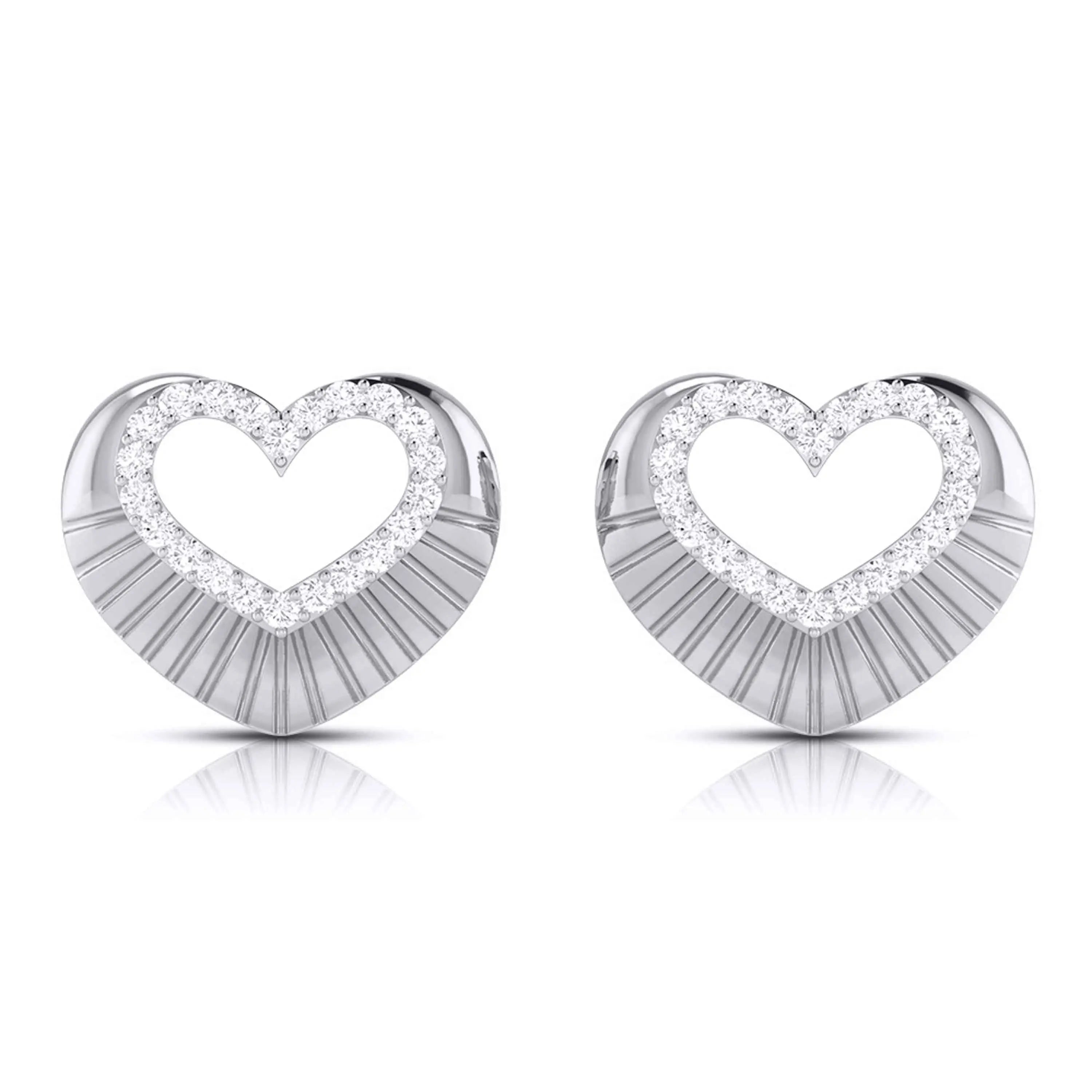 Platinum Diamond Heart Pendant Set JL PT P BT 37-E  Earrings Jewelove.US