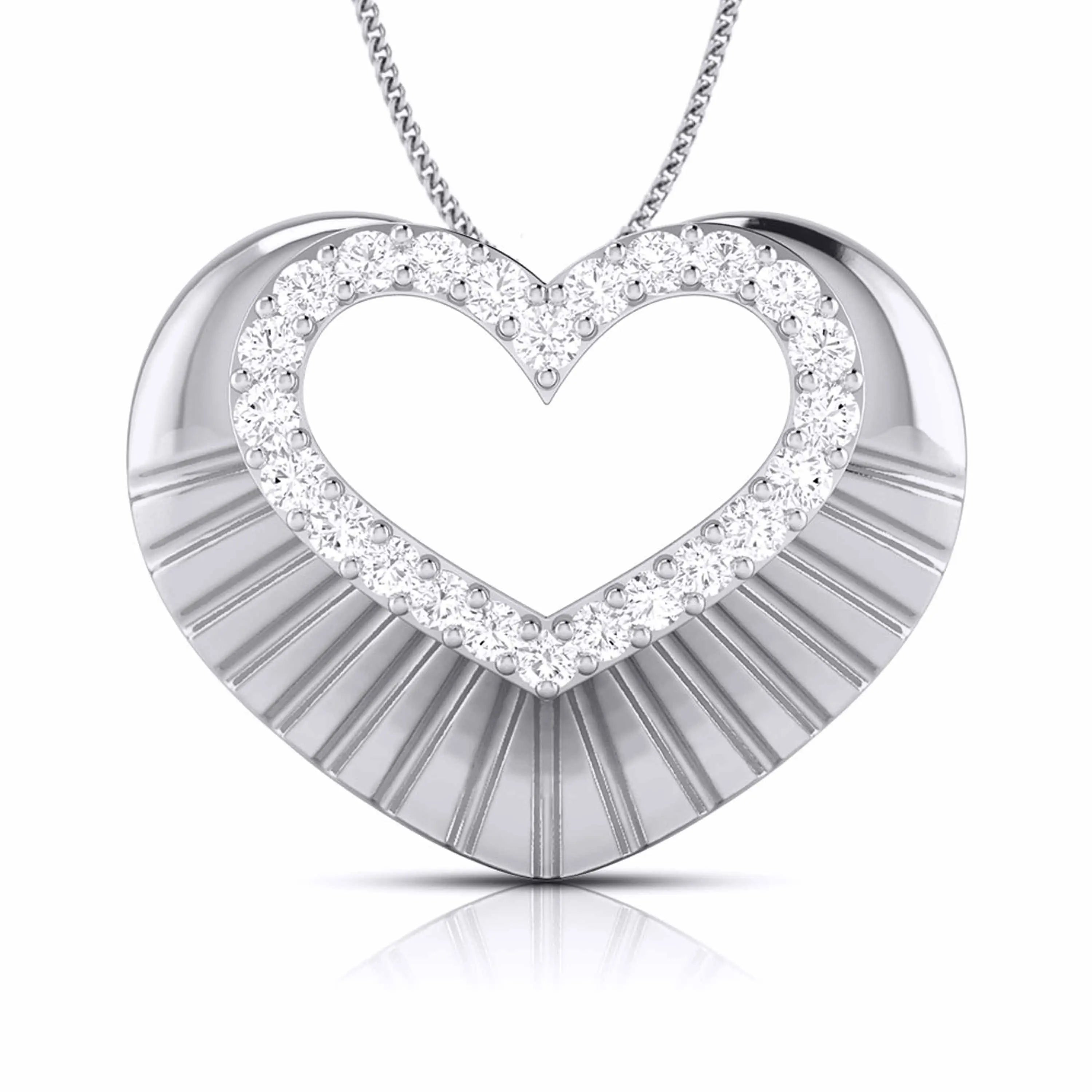 Platinum Diamond Heart Pendant Set JL PT P BT 37-E  Pendant Jewelove.US