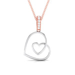 Load image into Gallery viewer, Platinum Double Heart Pendant with Diamond Studded Rose Gold Hook JL PT P 8101   Jewelove.US
