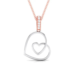 Platinum Double Heart Pendant with Diamond Studded Rose Gold Hook JL PT P 8101   Jewelove.US