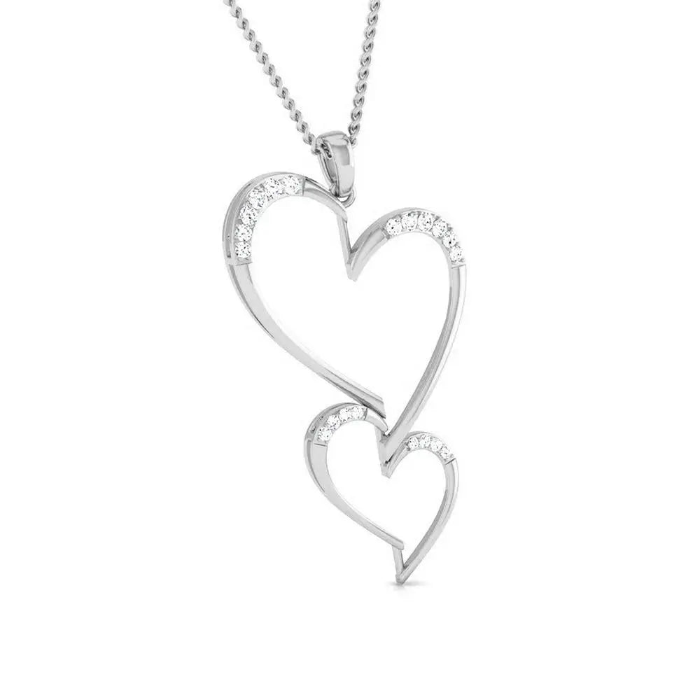 Platinum Double Heart Pendant with Diamonds JL PT P 8078   Jewelove.US